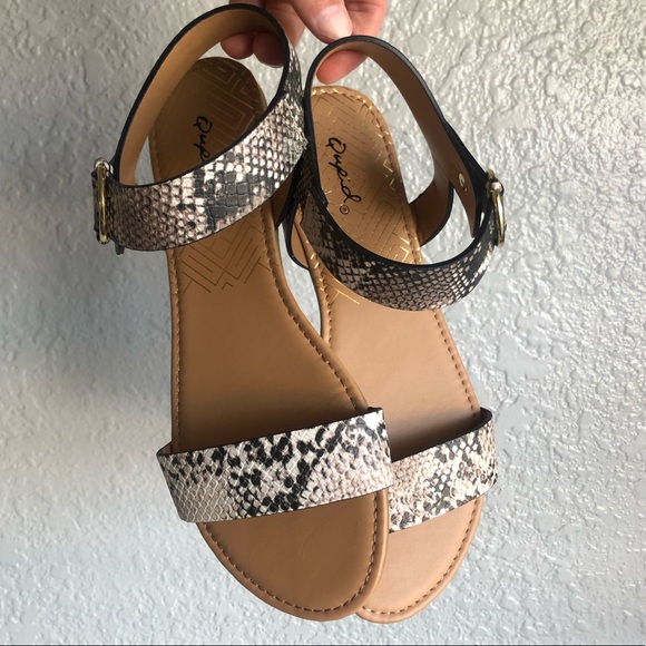 Qupid Shoes - Qupid Snakeskin Sandals